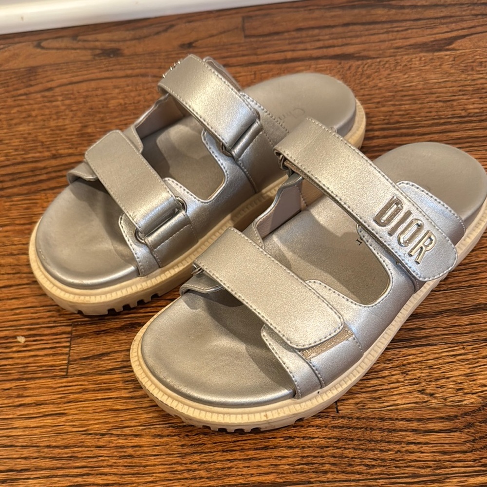Dior Silver Sandals with Adjustable Straps